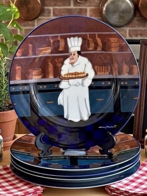 Guy Buffet Williams-Sonoma French Chef 8.25 inPlates Set of 5 VTG Made in Japan