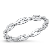 Unique Chain Link Ring .925 Sterling Silver Minimalist Stacking Band Sizes 4-10