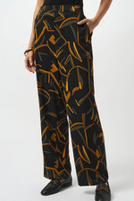 Joseph Ribkoff Black/Multi Geometric Print Wide Leg Pants 253239