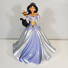 Disney Aladdin Princess Jasmine Coin Bank 9.5" Glitter Dress Genie Figure