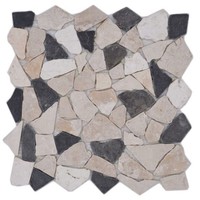 Mosaik Fliese Marmor Naturstein Beige Schwarz Bruch Ciot 44-30-110_F 10 Matten