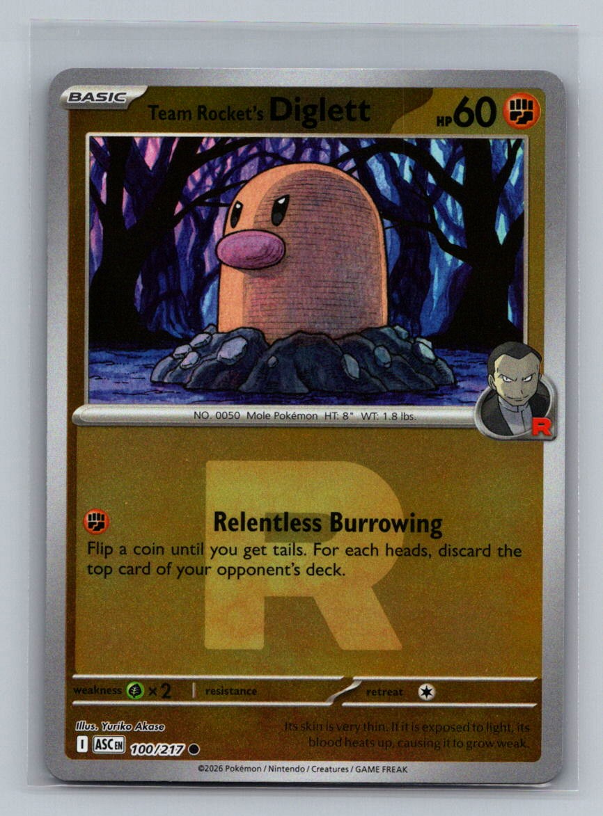 Team Rocket's Diglett 100/217 Ascended Heroes Reverse Holo Pokemon TCG Card NM