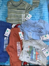 0-3 Mon Boys Baby Clothing One Piece Long 2 Short Sleeve 2 Pants NWT 5 Pc Set