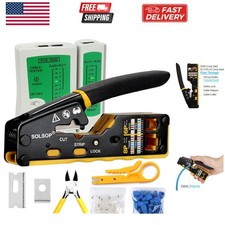 Pass Through RJ45 Crimp Tool Kit Ethernet Crimper Cat5e Cat6 Crimping Tool Kit