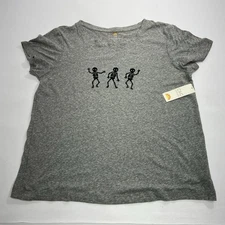 C & C California Gray Short Sleeve T Shirt Skeletons Size Large New