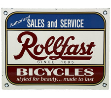 Vintage Rollfast Bicycles Porcelain Sign Sales Service Gas Station Pump Plate