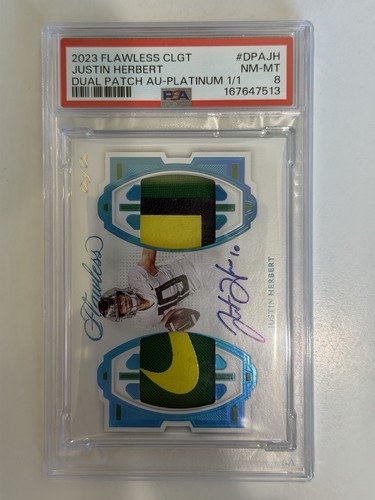 Justin Herbert #1 2023 Panini Flawless Dual Patch Autographs card