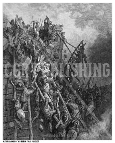 Gustave Doré Print: History of the Crusades Premium Poster "Attack of Mersbourg" - Picture 2 of 4