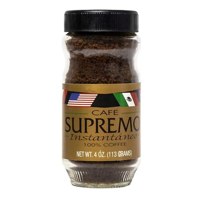 Cafe Supremo 100% Espresso Instant Ground Dark Roast Coffee Jar - 4 Ounce