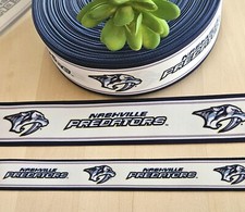 7/8  1.5 1 YD Nashville Predators Hockey Grosgrain Ribbon Cheer Bow Lanyard