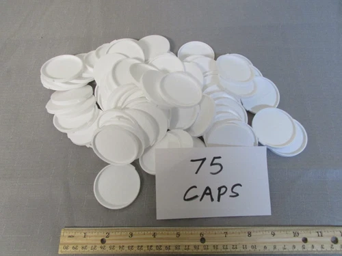 75 Pieces - Snap On Caps for Vials, 49mm-50mm I.D. White Plastic New