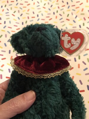 Ty Attic Treasures Plush Toy Laurel Green  Christmas Teddy Vintage Jointed