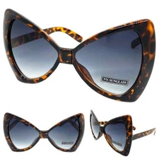 OVERSIZED EXAGGERATED Funky RETRO SUNGLASSES Huge Large Bow Shape Tortoise Frame