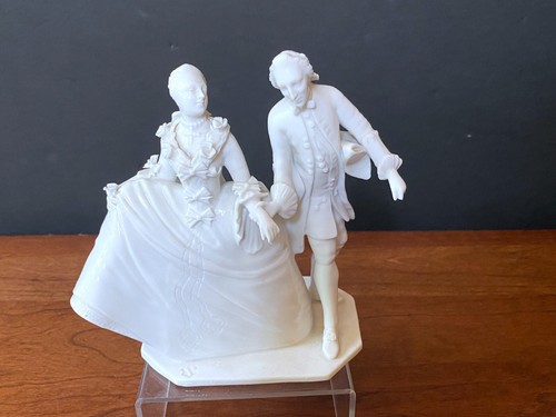 Nymphenburg Blanc de Chine White Figurine Victorian Dancing Couple Crinoline #12 - Picture 4 of 10