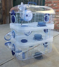 Acrylic 3-Solid Levels Dwarf Hamster Rodent Gerbil Mice Mouse Habitat Home Cage