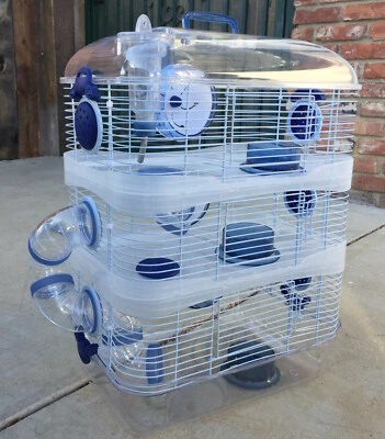 MCAGE Acrylic 3-Solid Levels Dwarf Hamster Rodent Gerbil Mice Mouse Habitat Home Cage