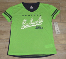 Seattle Seahawks Short Sleeve Shirt V-neck Girls Size Youth Large