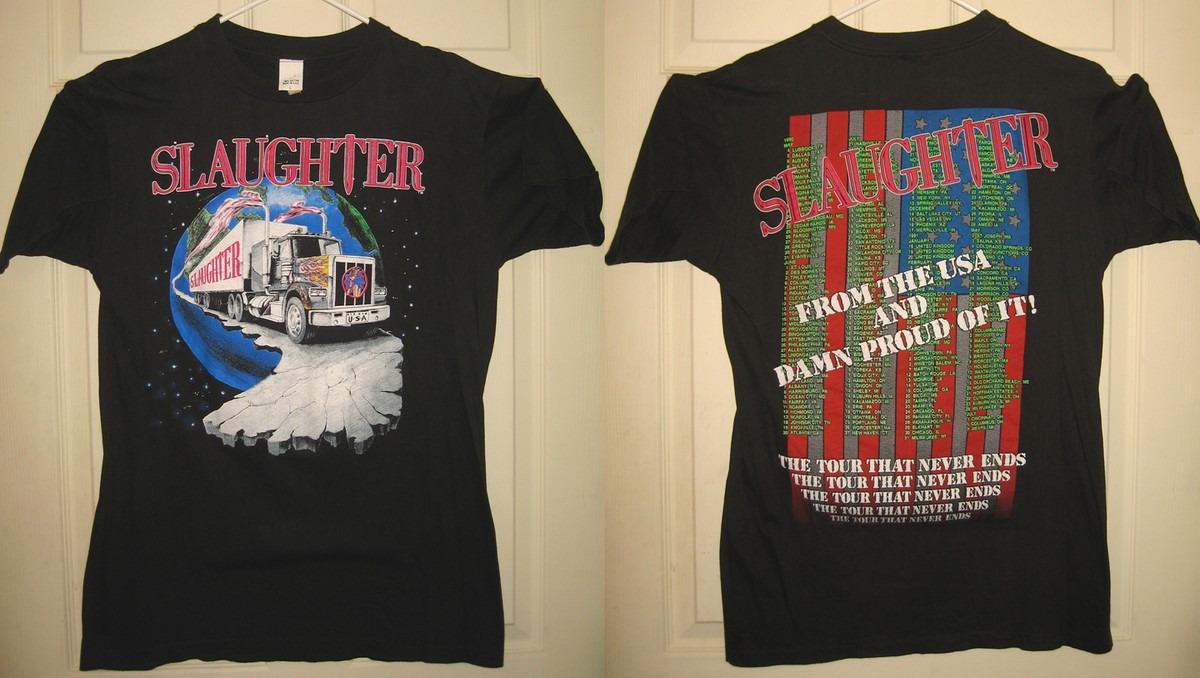 超レア‼️ SLAUGHTER ヴィンテージ Tシャツ SLAUGHTER Shirt L 1990 1991 USA Tour That Never Ends All