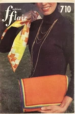 1970's Fashion Flair Misses' Weekender Clutch Bag, Scarf Pattern 710 UNCUT