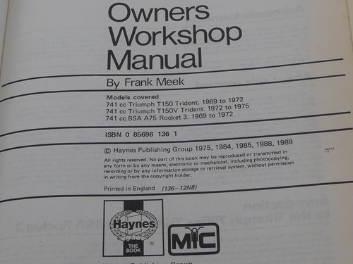Triumph Trident & BSA Rocket 3 741 cc. 1969 - 1975 Owners Workshop Manual Haynes - Picture 7 of 12