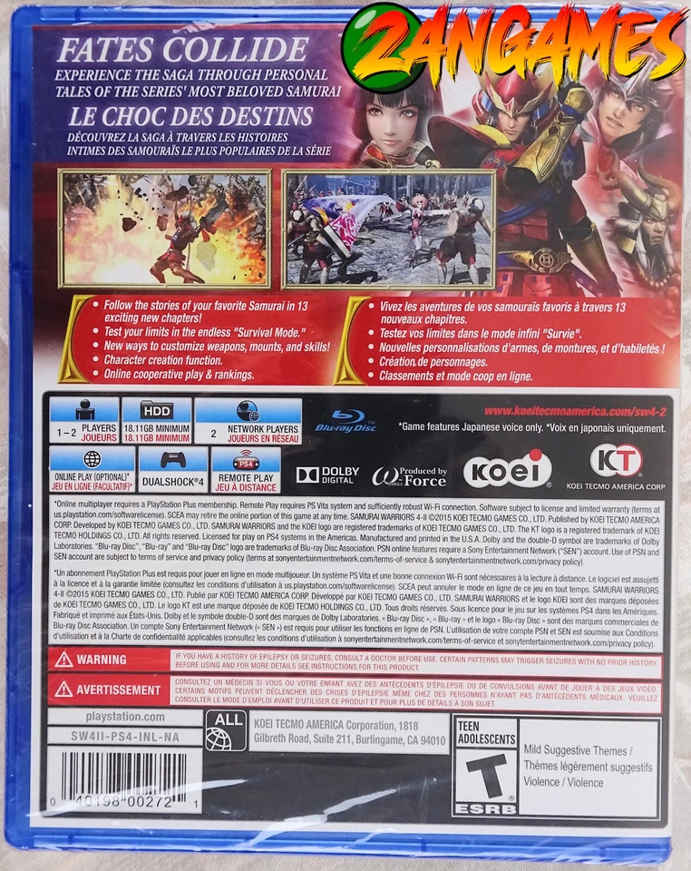 Samurai Warriors 4-II (Playstation 4) [BRAND NEW & FACTORY SEALED] - Image 2 of 2