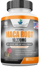 Maca Root Capsules Organic 10270mg with Tribulus, Horny Goat Weed, Zinc - 90Caps