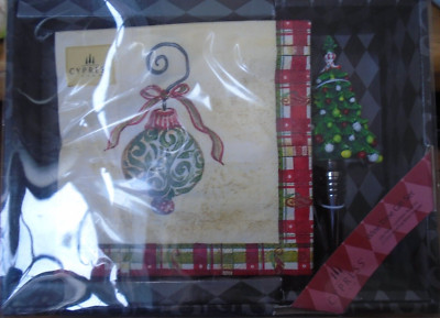 Cypress Home Wine Time Gift Set Christmas Ornament Napkins & Tree Stopper NIB