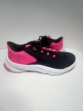 Under Armour Unisex Child Lace Up Scramjet Running Shoes Black Neon Pink Sz 7Y