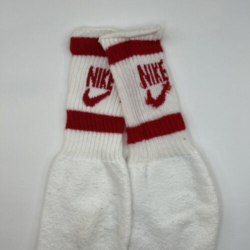 1980s Nike Tube Socks Acrylic Blend 17" White Red Striped 9-11 VTG Basketball