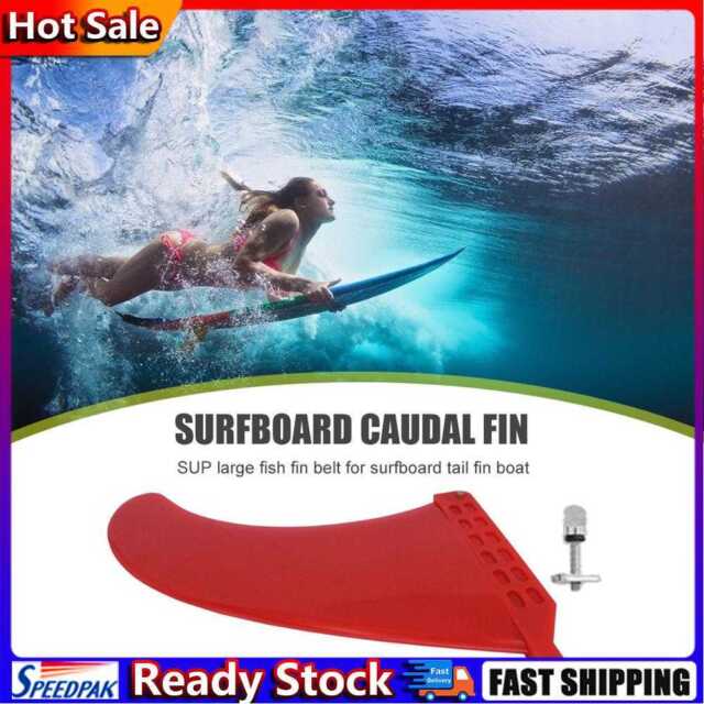 9in Surfing Tail Fin Removable Paddle Rudder Surfboard Stabilizer (Red)