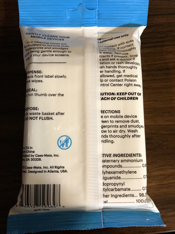 Clean Screenz By Casemate Phone Cleaning Wipes - 20 Wet Wipes - Image 2 of 2