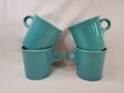 Vintage Turquoise Fiestaware Ring Handle Coffee Mugs Set Of 4