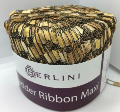 Berlini Ladder Ribbon Maxi Yarn #117 Butterum 50gr 98yds Apricot Beige Gold