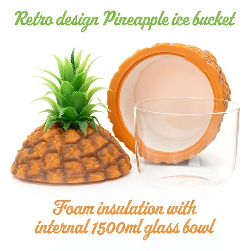 Table Ice Bucket Pineapple With Lid Retro Champagne Vintage Wine Bottle Cooler - Picture 2 of 7
