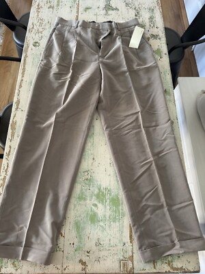 New mens perry Ellis America pleated cuffed dress pants 32 x 30 khaki color  | eBay