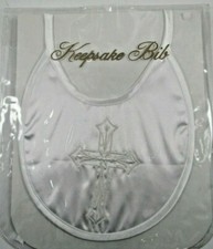 NIP Baby Baptismal Keepsake White Poly Bib