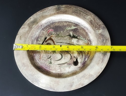 VTG 60's Los Castillio Texaco Pluma Aztec Plate Mexico Silver Plate Trinket Dish - Bild 7 von 9