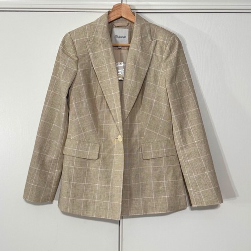 NWT Madewell Sz 0 The Slim Blazer in Plaid $178 - flaw - Picture 2 of 12