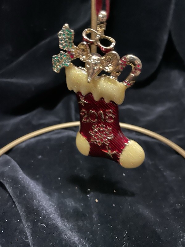 2018 Christmas Stocking Metal Ornament 