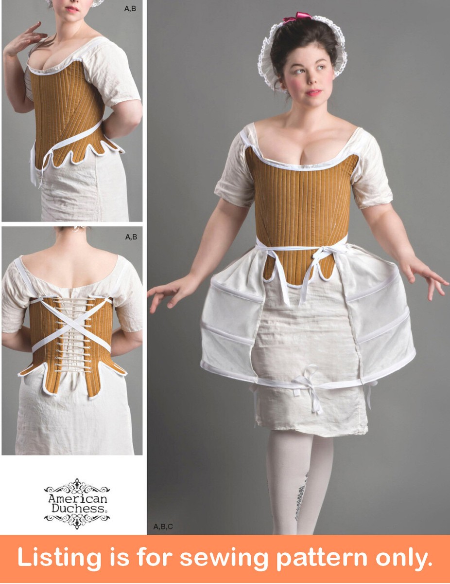 SEWING PATTERN Women Costume Underwear Corset Panniers Shift 1700