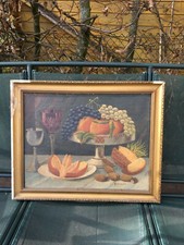 Art Deco Naturmort Altgemälde ca. 55 x 43 cm Obst Stilleben m. Holzrahmen