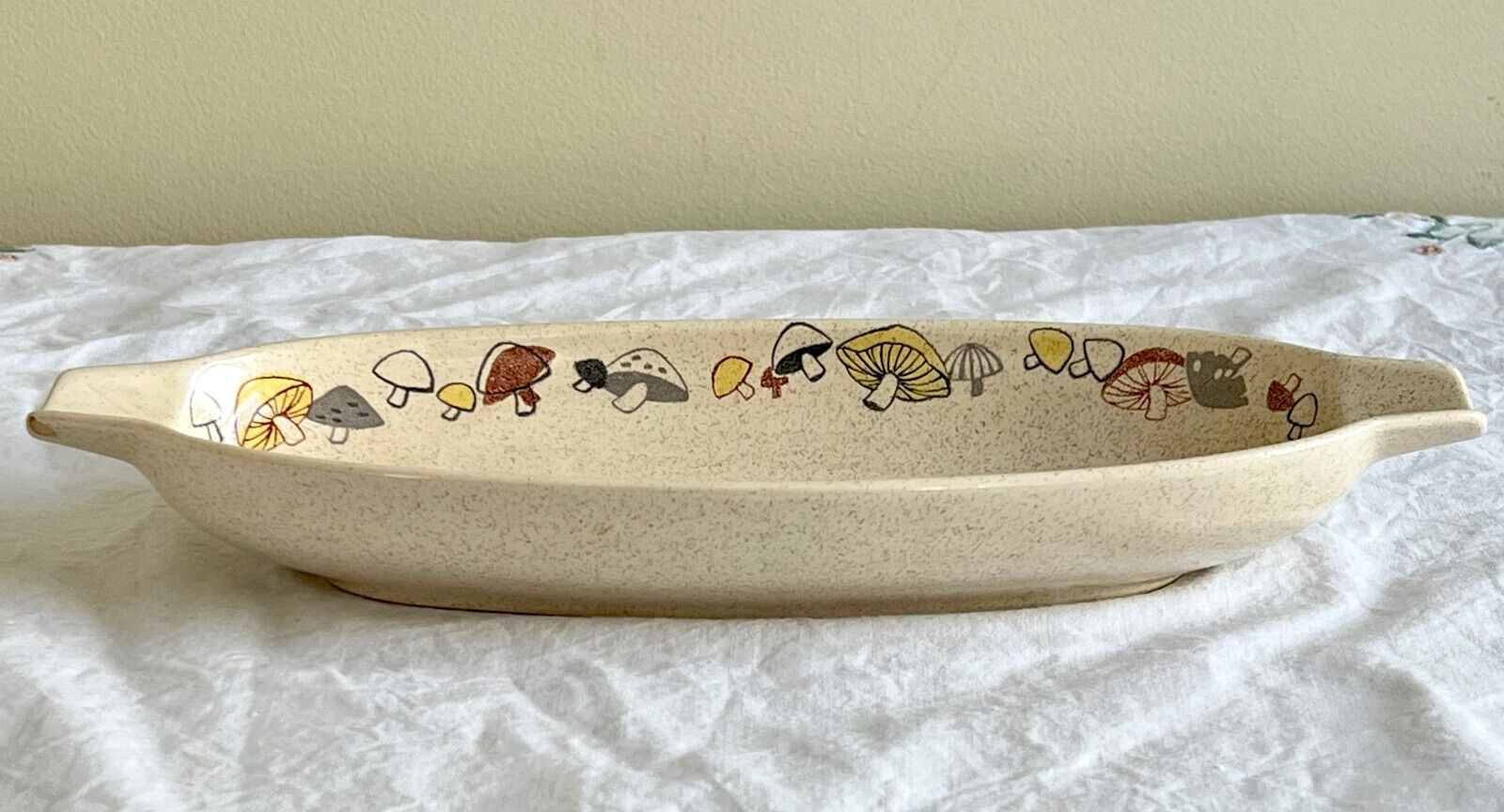 Vintage Franciscan Mushroom Woodlore Oval Relish Dish 12" Serving Boat