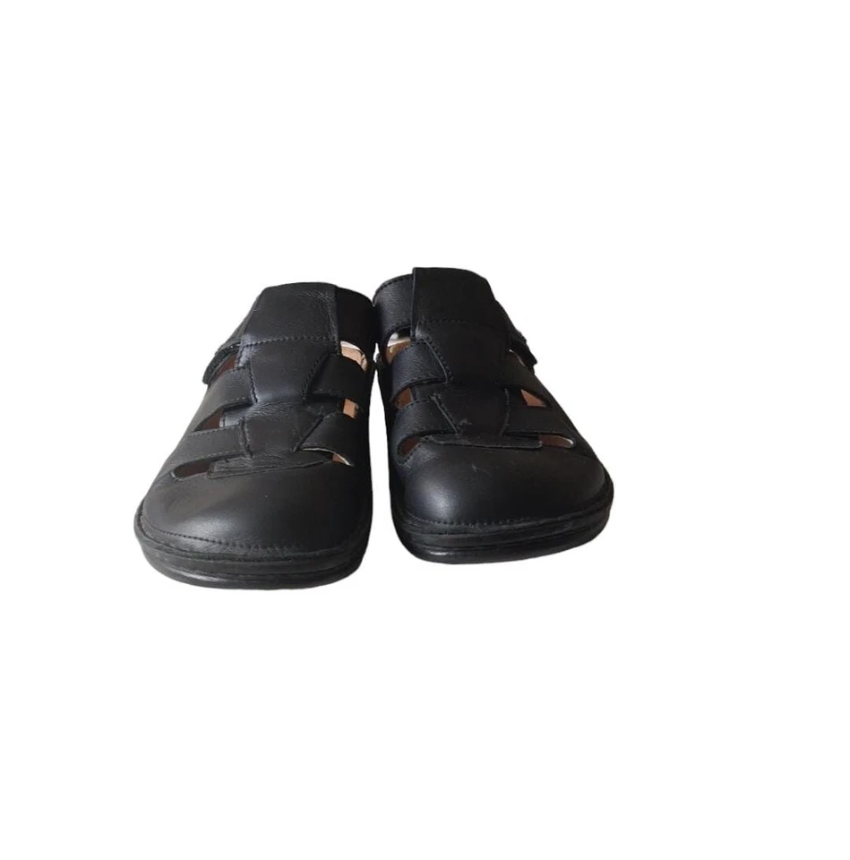 Sandalias Finn Comfort de cuero negro de pescador de mula zapatos Euro 36 para mujer Foto 2 de 4