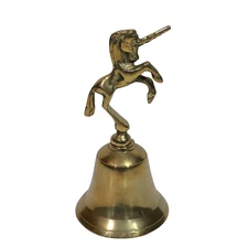 Vintage Rampant Unicorn Bell 1970s Brass Hand Dinner Bell Magical Creature