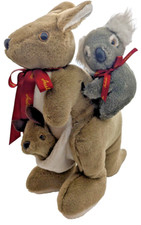 Kangaroo With Baby Joey Kangaroo In Its Pouch with  Koala On Its  Shoulder NWOT