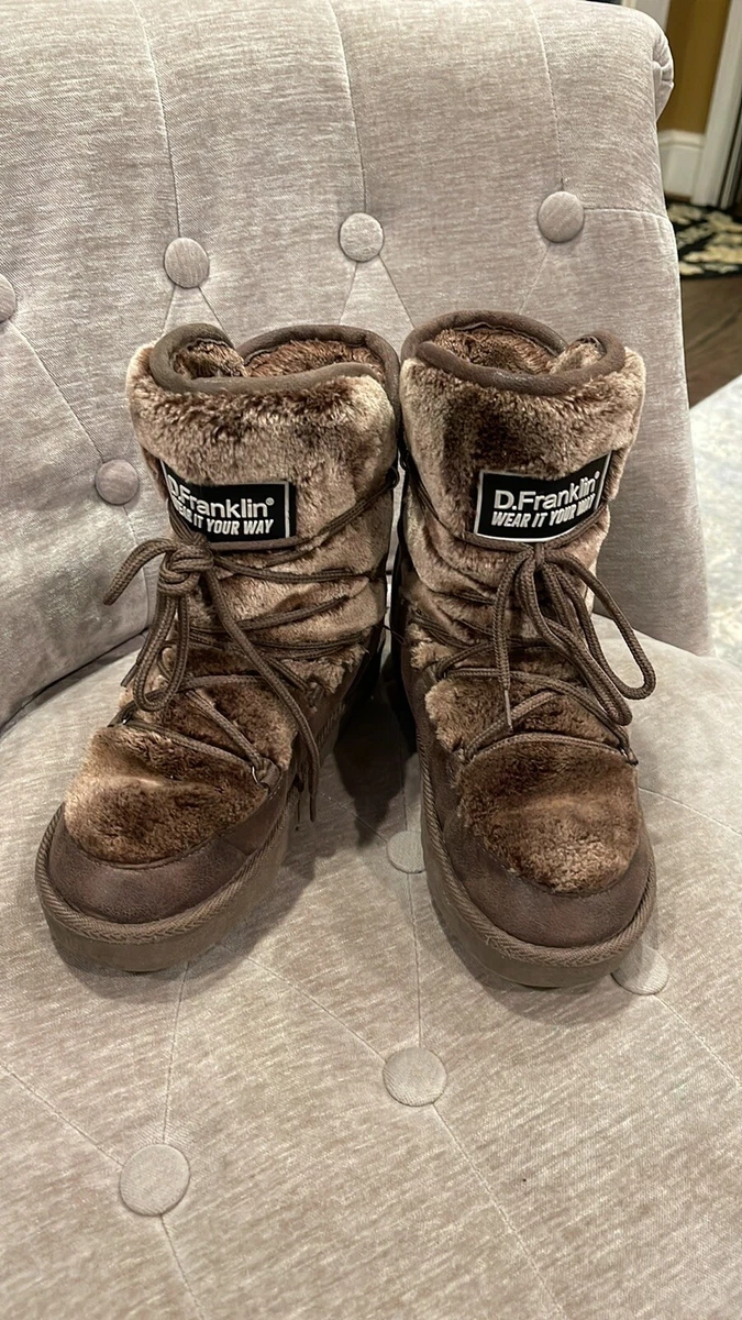 NORDIC WINTER BOOTS D. Franklin Faux Fur Lined Brown Women's Sz EU