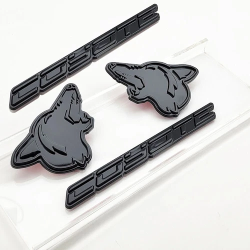 Black Howling Coyote 5.0 Emblems 4pc Fits 15-23 Mustang, F150, Coyote Engine