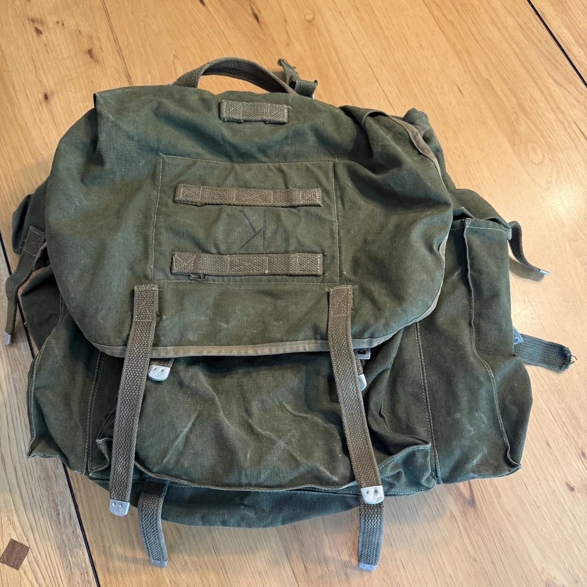 Tigerbear Republik Vintage US Surplus Heavy Canvas Backpack Flag NWT #K Vintage Canvas Backpack In Collectible Military Surplus Bags  main image 4