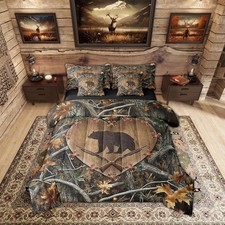 Bear 7 Piece Sheet Set Bed in A Bag King Size Hunting Comforter Country for K..