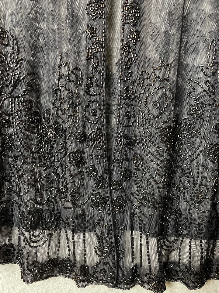 Chaqueta de Noche Transparente De Colección Años 80 Negra Malla Con Cuentas Frente Abierto Formal Glamour De Colección Foto 3 de 4